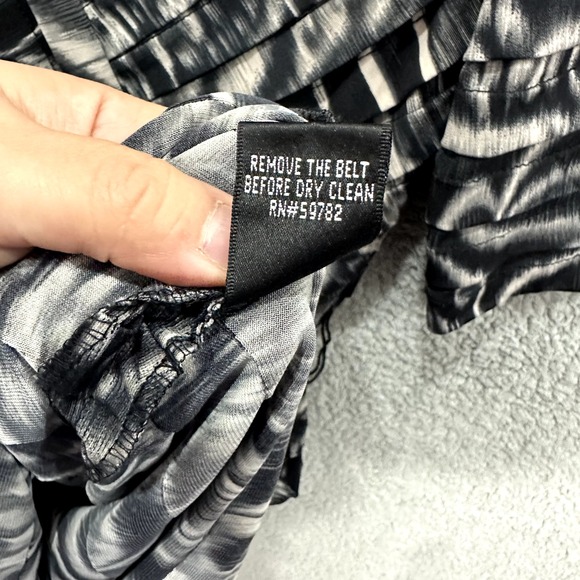 Adrianna Papell Dress Womens 8 Black Abstract Print Ruched Office Glam Career - Picture 6 of 7